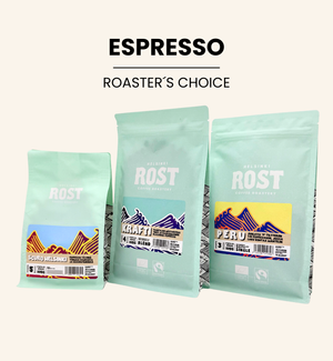 Kolmen espressokahvin pakkaus: SCURO HELSINKI, KRAFTI ja PERU, kukin 225 g
