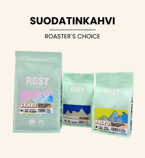 Kolmen suodatinkahvin pakkaus: AALTO, SAARI ja MAJAKKA, kukin 225 g